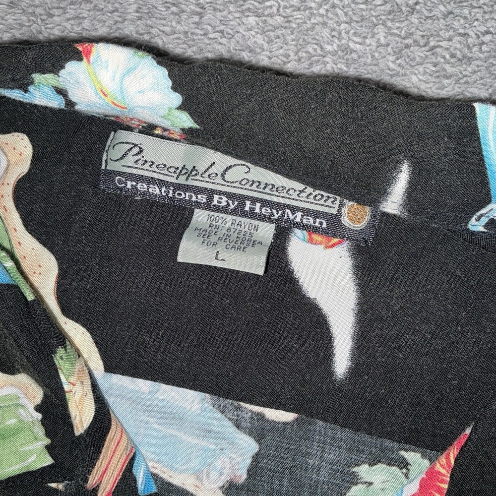 Pineapple Connection Size L Black Palm Trees Woody Cars Hula Girl Aloha - Picture 3 of 7